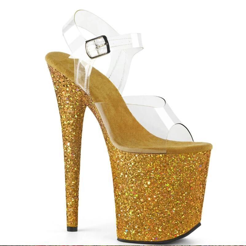 BBZAI New Pattern Superior Quality Super High Heel Ladies Shoes 20Cm Sexy Thin Heels Nightclub Sandals Waterproof 10Cm 34-45 46