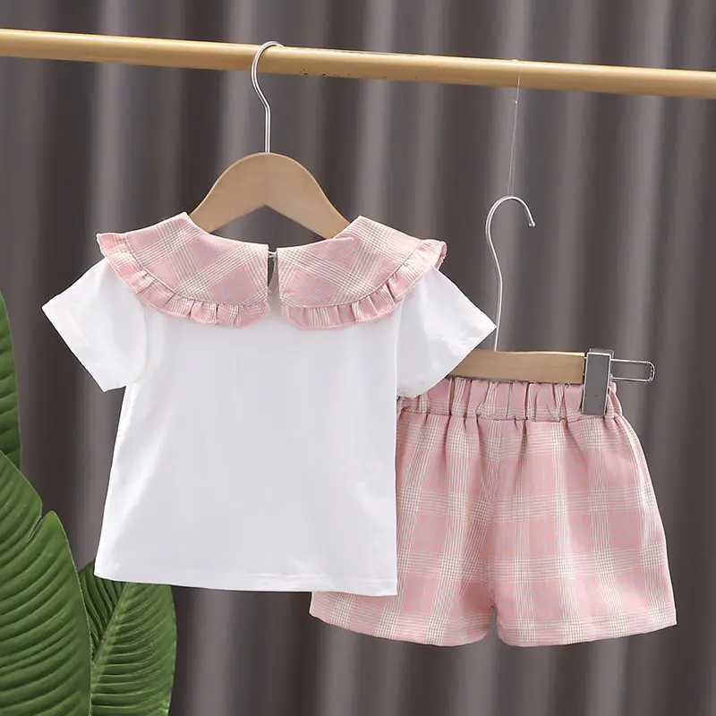Clothing Sets New Baby Summer Newborn Children Clothing 2pcs/Set Girls Short Sleeve cartoon Shirts Short Pants Tracksuit Suit 0-5 Years H241214
