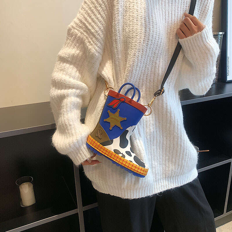 Ins internet celebrity creative female niche design rain boots, one shoulder crossbody funny accessory mobile phone bag, 2024 new casual versatile fas