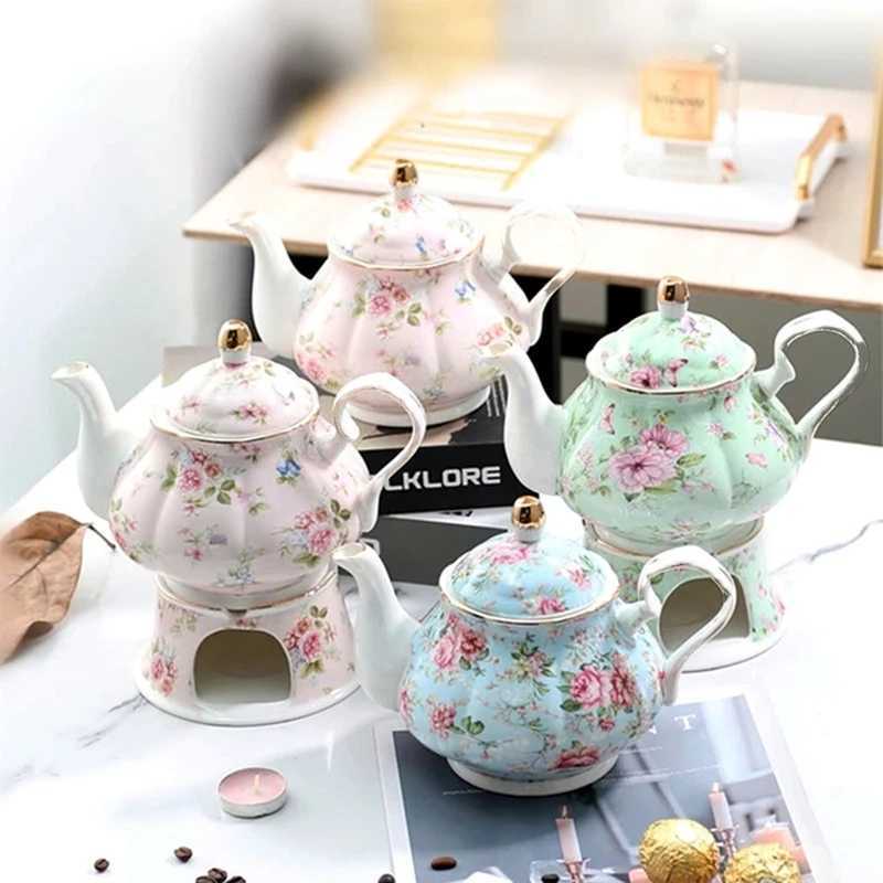 400ML English British Fine Teapot Heating Base High-Grade Porcelain Tea Warmer Teapot Set Ceramic Holding Furnace Y241214