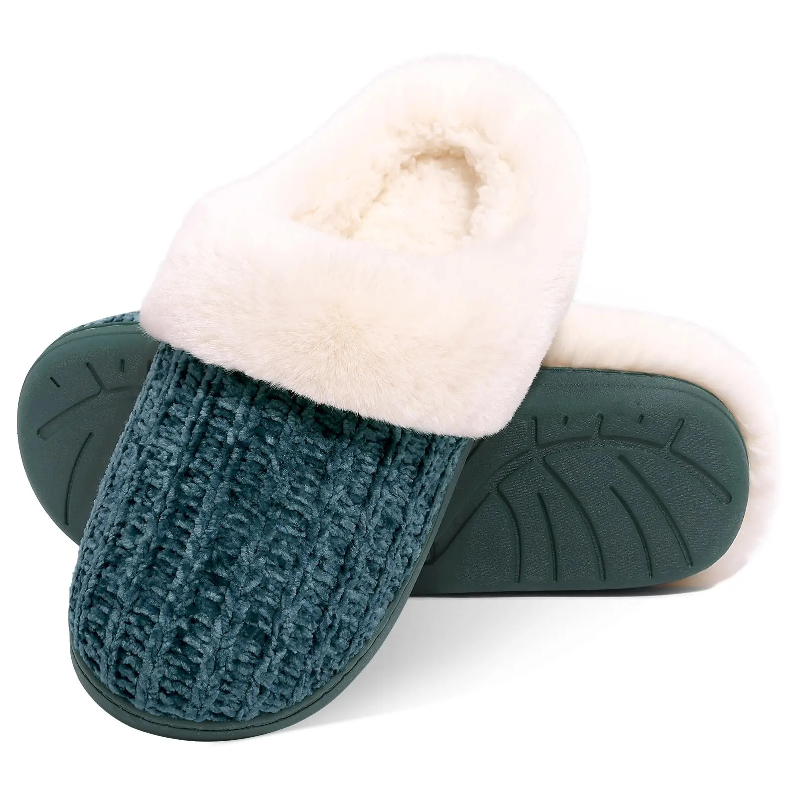 Litfun Mens Winter Plush Slippers Warm Knit Fleece Lined Furry Slides Women Indoor Soft Fuzzy Shoes Fluffy Men Cotton 241214