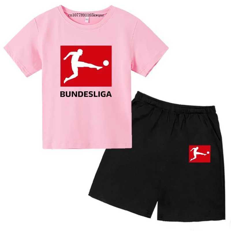 Clothing Sets Kids BUNDESLIGA Print Summer Sweat-wicking T-shirts+Pants 2pcs Sporty Suits 2-13 Years Boys Girls Leisure Outfits Children Sets H241214