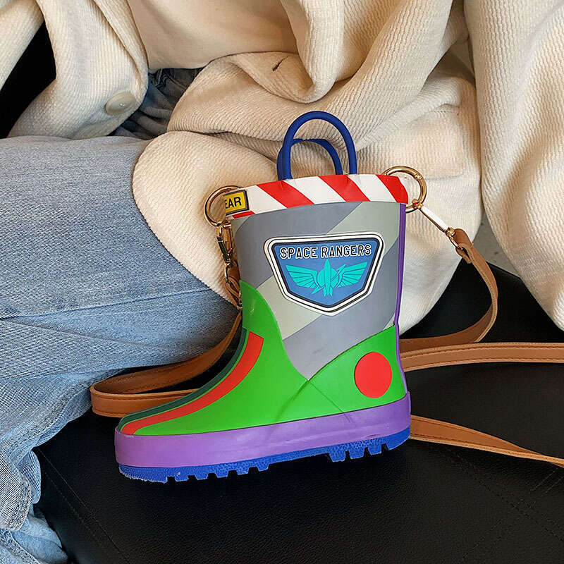 Ins internet celebrity creative female niche design rain boots, one shoulder crossbody funny accessory mobile phone bag, 2024 new casual versatile fas