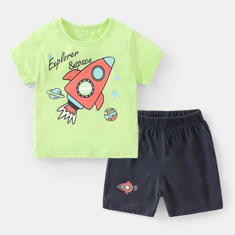 Clothing Sets Short Sleeve Tracksuits For Kids Fruit Print Tshirt +Shorts Summer Cute Clothing 2pcs Thin Loose Tops Shorts Boys Baby Sets H241214