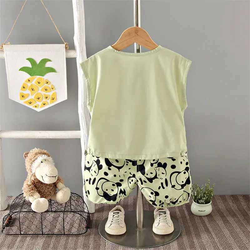 Clothing Sets Summer Kids Clothes Suit Children Boys Cartoon Dog Vest T Shirt Shorts 2Pcs/sets Toddler Fashion Clothing Infant Tracksuits 5age H241214