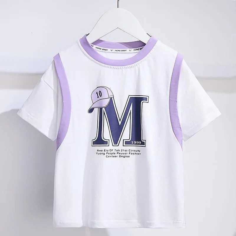 Clothing Sets Summer Teenage Girls Clothes Set Children Letter Printed Tshirts and Shorts 2pcs Suit Kid Fashion Top Bottom Outfits Tracksuits H241214