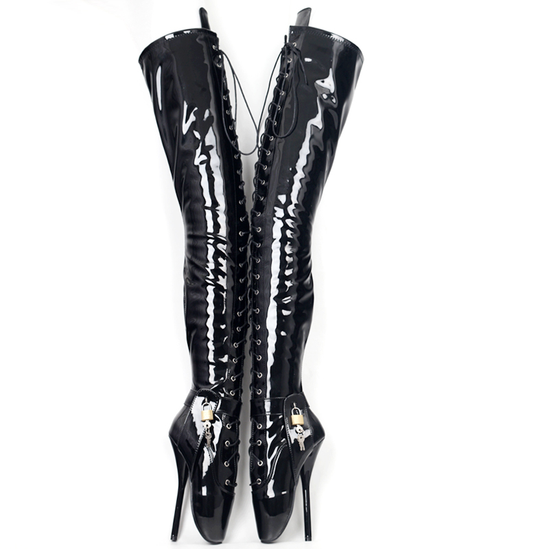 18Cm/7 Inch Women Thigh High Ballet Boots,Sexy Pole Dancing Shoes,Men Cosplay Fetish Corset Dominatrix,Black,White,Sier,Big