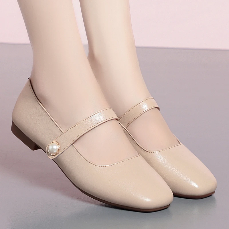 AIYUQI Mary Jane Shoes Women Square Head Genuine Leather Fashion Women's Spring Shoes Ballet Vintage Women's Loafers
