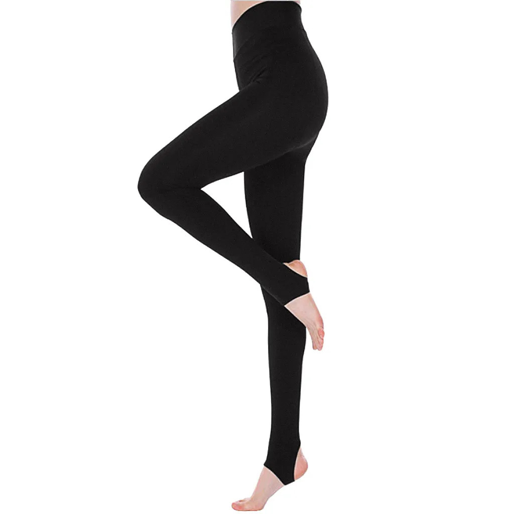 Womens Solid Color Stretch Leggings Fashion Warm Foot Step One High Waist Belly Lift Hip Tight Comfortable Pants 241203