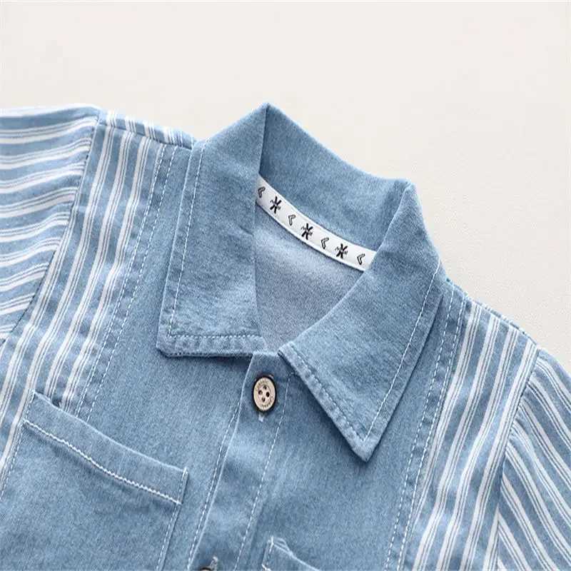 Clothing Sets Summer Kids Boys Clothing Children Casual Denim Short Sleeve Shirt+ Shorts Pant 2Pcs/Set Kids Sportswear Toddler 1 2 3 4 5 Ages H241214