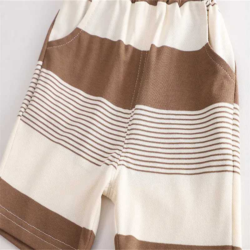 Clothing Sets Summer Children Baby Boys Girls Cotton Clothes Cartoon Bear Strips T-Shirt Shorts Toddler Fashion Clothing Tracksuits 2pcs/Set H241214
