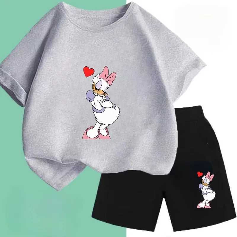 Clothing Sets Summer Baby Girl Boy Clothes Set Children Daisy Cartoon Printing T-shirts and Shorts 2Pcs Suit Kid Short Sleeve Tracksuit H241214