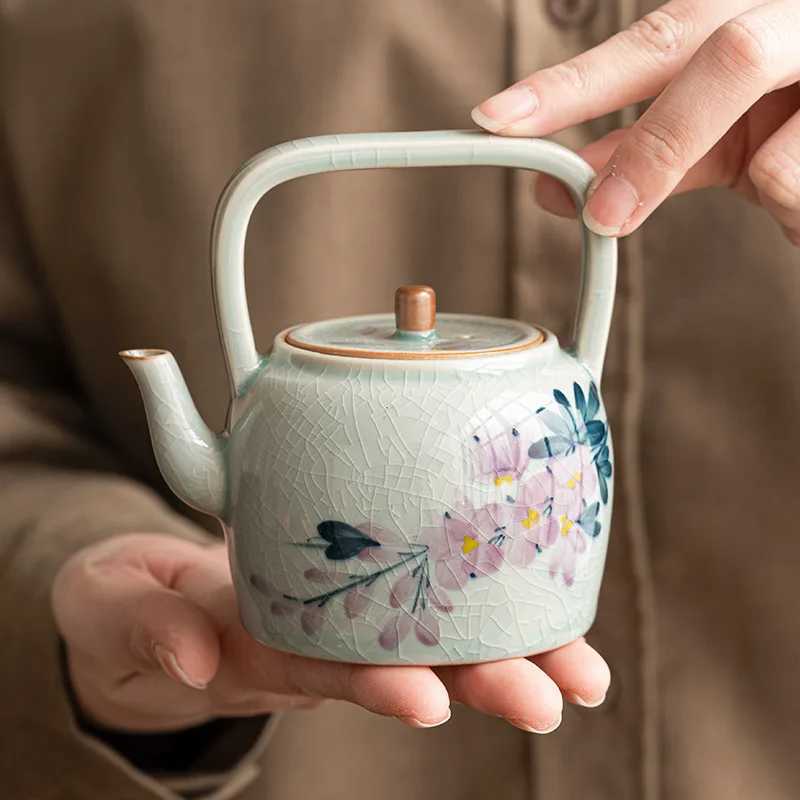 Magnolia Candle Heating Teapot Tea Accessories Ceramic Carrying Beam Brewing Teapot Open Flame Heating Cooking Teapot Y241214