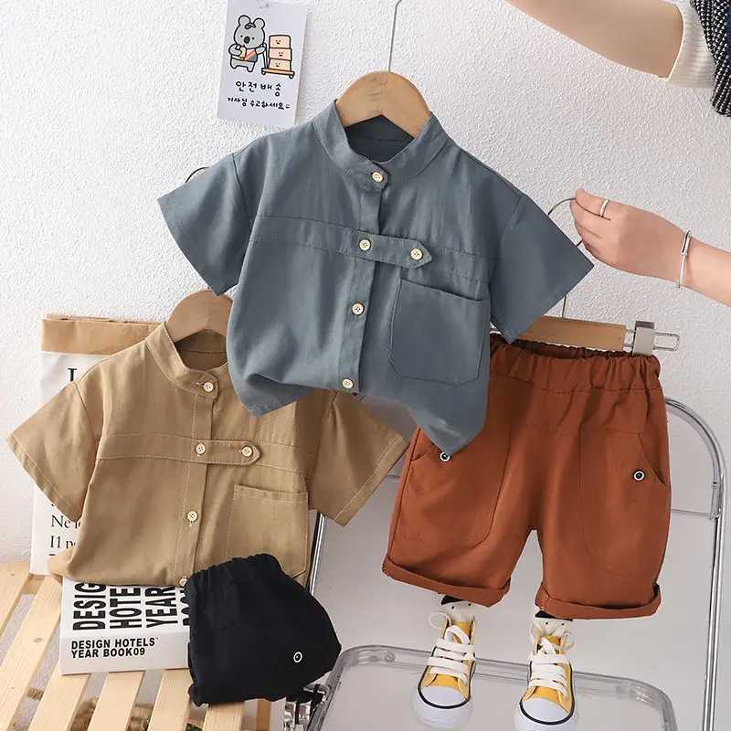 Clothing Sets Children Cotton Clothes Summer Baby Boy Cartoon Solid T Shirt Short 2Pcs/set Infant Kid Fashion Toddler Tracksuit Outwear H241214