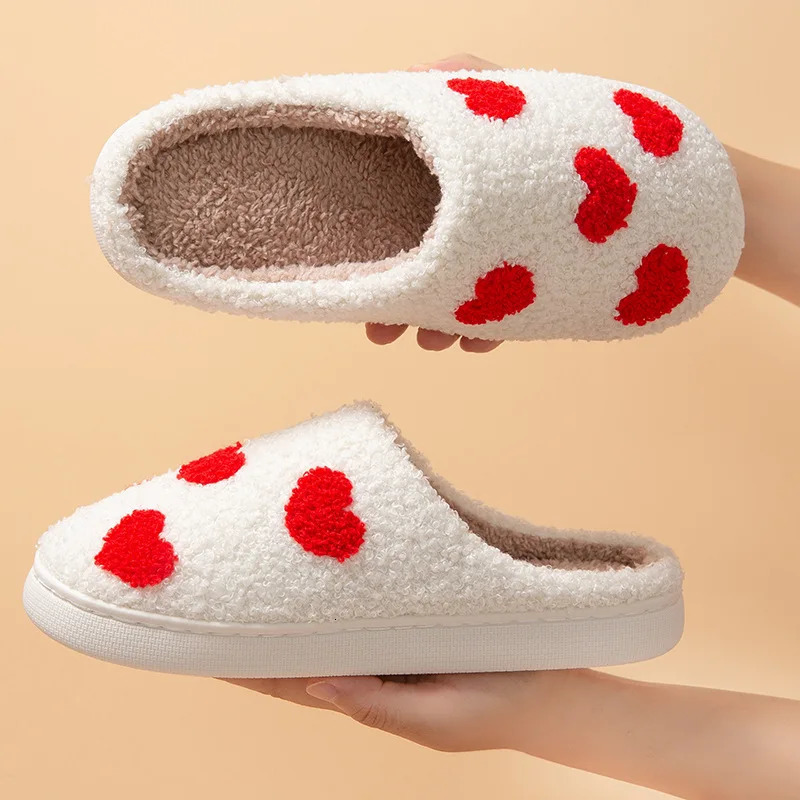 Winter Cotton Slippers Women Home Rainbow Warm Fluffy Slides Indoor House Plush Flip Flops Female Antislip Soft Shoes Wholesale 241214