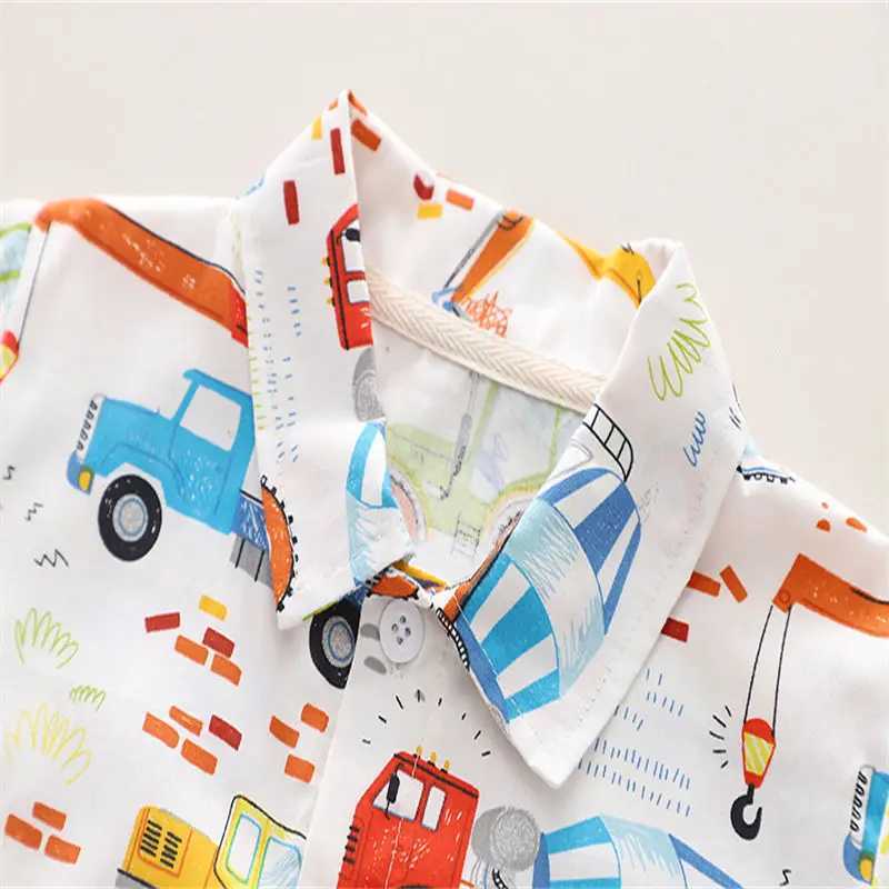 Clothing Sets Summer Casual Clothes Suit Kids Boys Girls Full Printe Car Digging Machine T-Shirt Short Pants 2pcs/sets Infant Outwear H241214