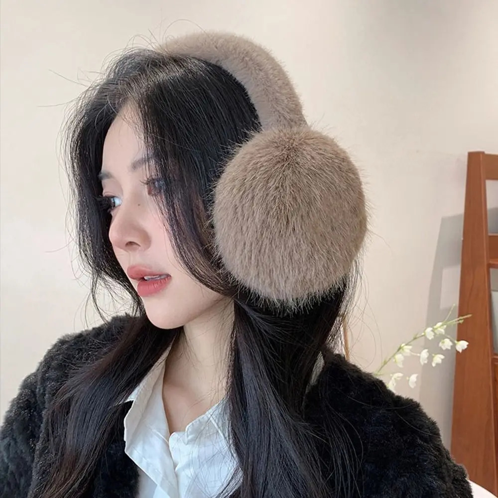 Cute ear cap imitating fur plush earmuffs solid color folding winter earmuffs keep warm earmuffs foldable earmuffs for girls 241211