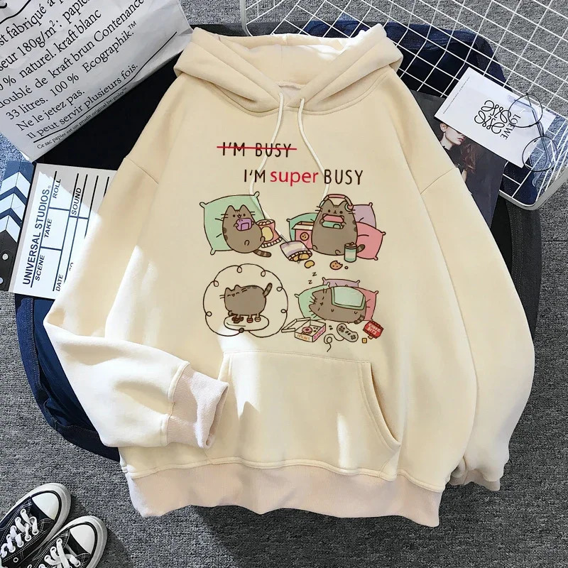 The Cat Hoodie Women Fashion Kawaii Korean Harajuku Sweatshirt Female 90s Cartoon Clothes Female Hood Oversized Girls 241214