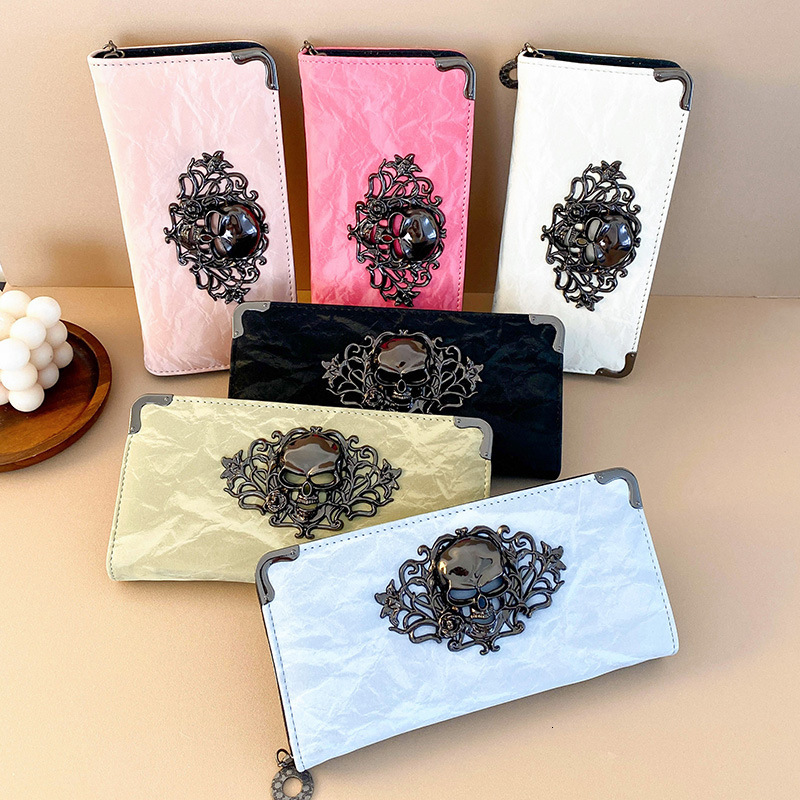 New Best-selling Unisex Designer Skull Personalized Long Wallet Banquet Handbag Mobile Phone Bag Hand-held Bag Wallet