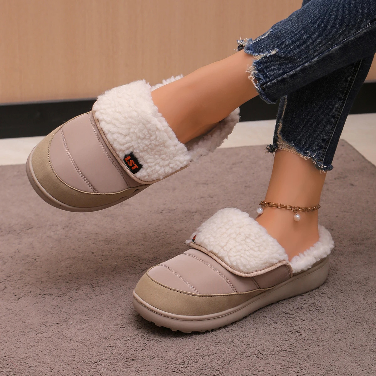 Thick fleece flip tongue n dopamine color sports slippers for men and women the same 241214