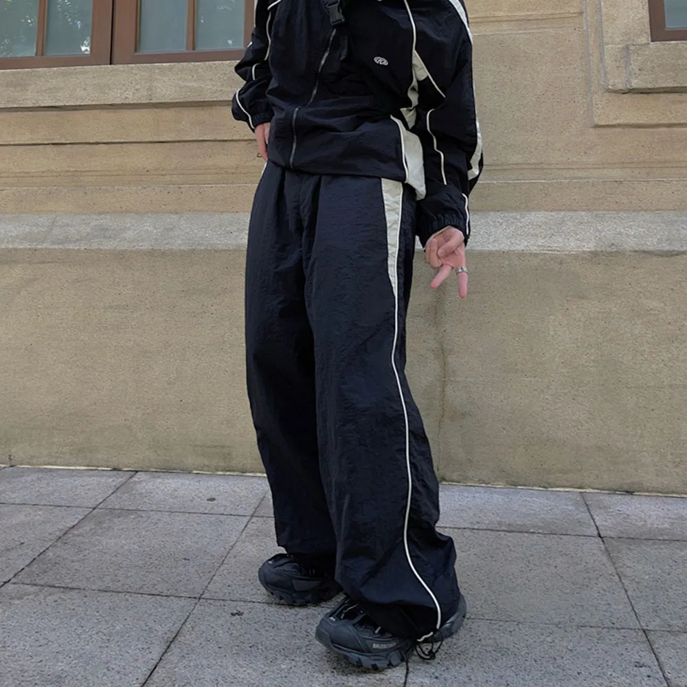 Mens Y2K Clothes Tracksuits Track Baggy Cargo Pants Oversize Clothing Joggers Harajuku Streetwear Black Wide Trousers for Men 241214