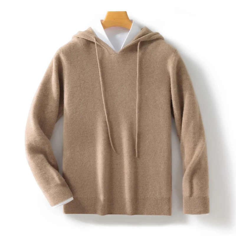 Fashion Mens Hoodies Autumn Winter Thick Pullover Sweater Smart Casual 100% Merino Wool Knitwear Comfort Korean Clothes 241209