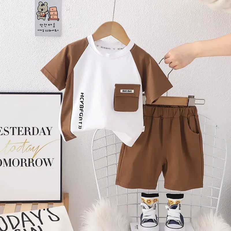 Clothing Sets Summer Children Boys Suit Kids Sport Cotton Causal ket T-Shirt Short Pants 2Pcs/Set Toddler Baby Clothing Tracksuit 0-5 Years H241214