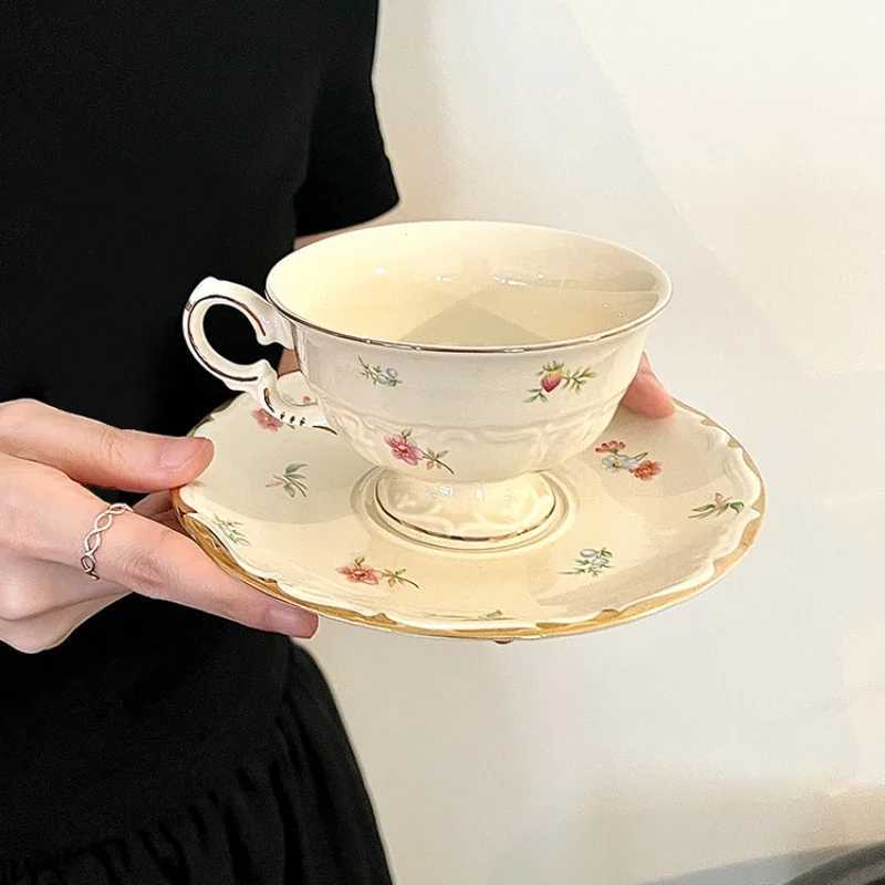 French retro coffee set sauce ceramic baking afternoon tea cup coffee cup sauce 200ml g tray coffee party g Y241214