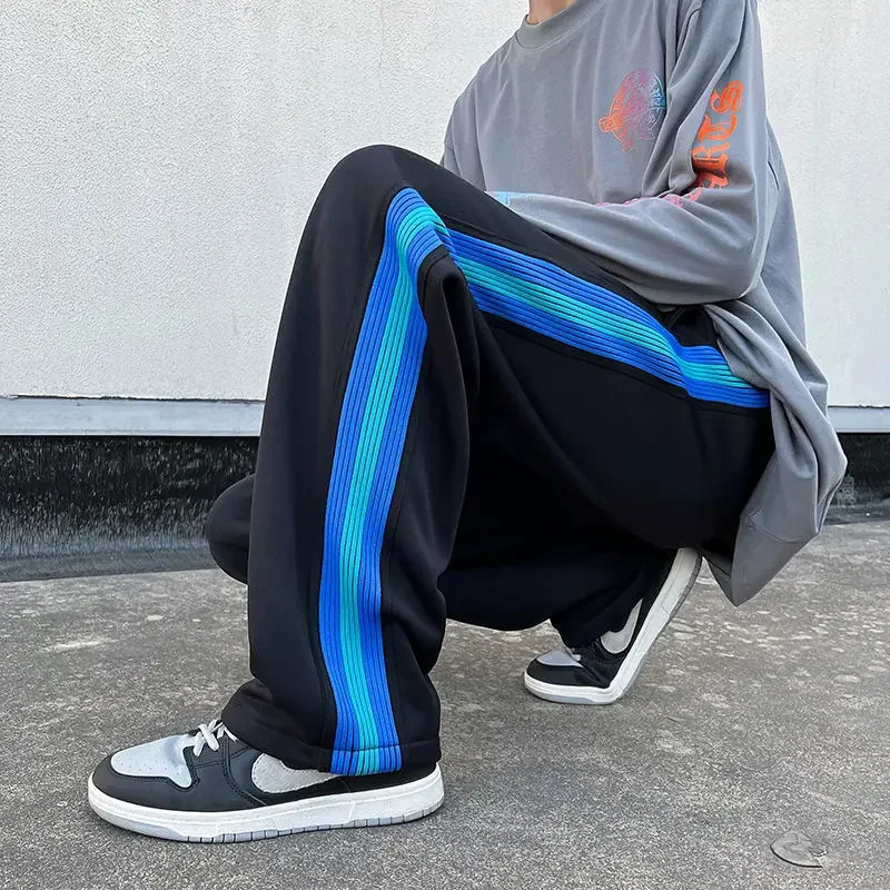 Sweatpants for Men Goth Trousers Wide Leg Male Sweat Pants Straight Korean Style Y2k Tracksuit Bottoms Items in Fashion 241214
