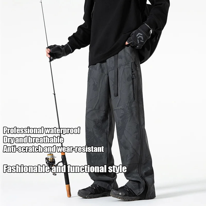 Windproof Rainproof Pants Men Outdoor Side Zipper Cargo Pants Male Long Trousers Climbing Hiking Trip Recreational Fishing 241214