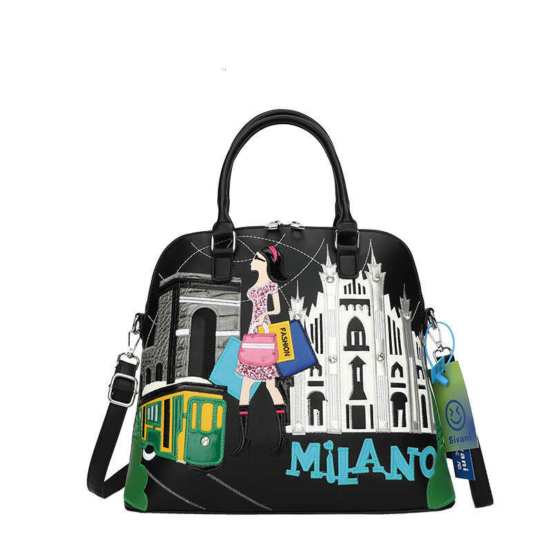 Retro large capacity multi-purpose embroidered fabric for women, single shoulder hand-held shell commuting bag, niche design, backpack, 2024 new casua