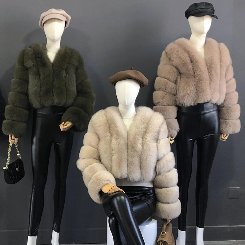 Style Women Fur Coat Real Fox Jacket Natural Short Clothing Full Length Sleeve Female 241211