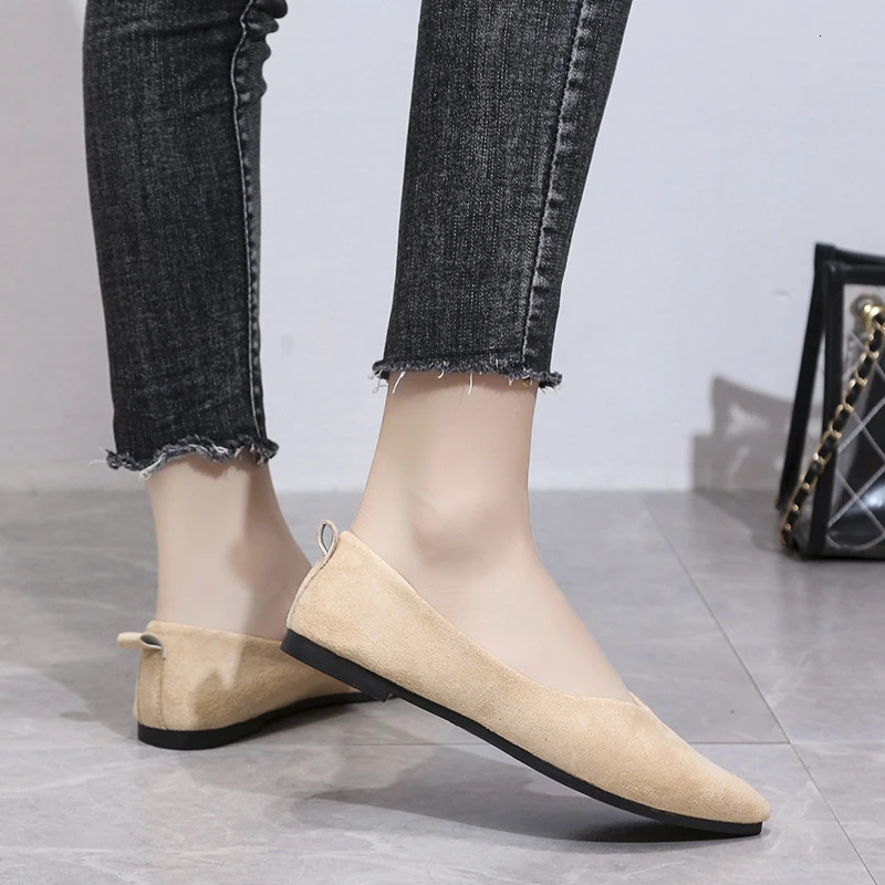 Slip on Women Flats Shoes Candy Color Pointed To Female Loafers Large Size 43 Shoes Women Spring Flock Womens Flat Shoes 241213