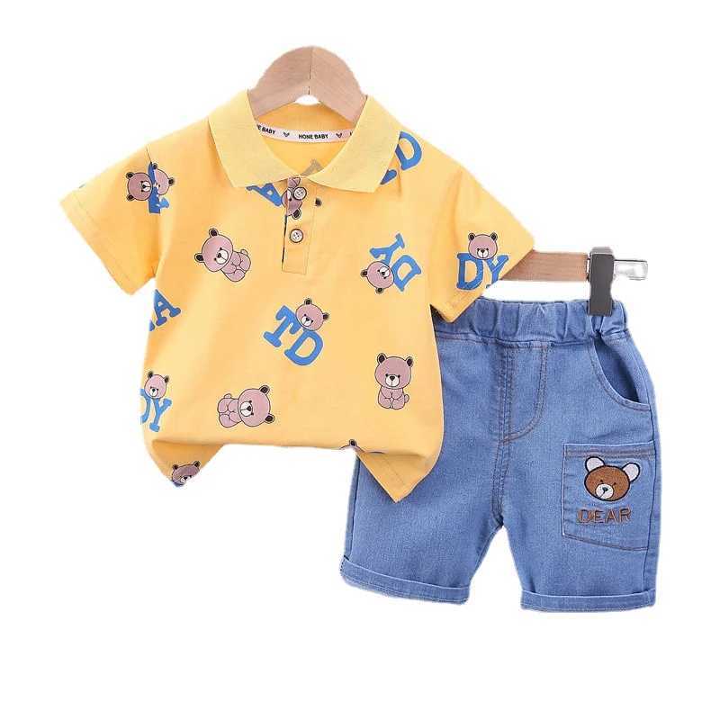 Clothing Sets Baby New Summer Cartoon Clothing Children Boy Girls cartoon Printe Bear T Shirt Shorts 2Pcs/sets Kids Infant Toddler Cacual H241214