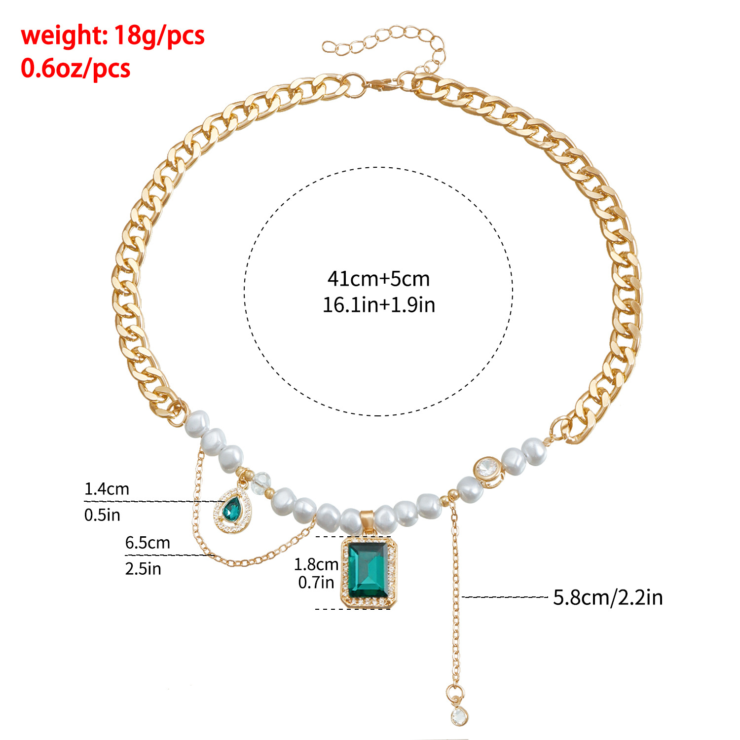 Ins Green Gemstone Pearly Chic Collar Necklace - Vintage Style Jewelry for Women Stainless Steel Gold Plated Choker Jewelry 2025 Trends Party Birthday