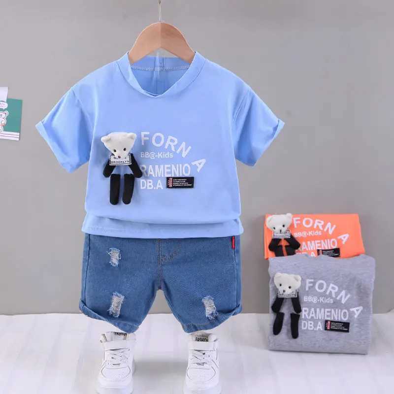 Clothing Sets Summer Children Boys Girl Clothing Kids Cartoon T-Shirt Shorts 2Pcs/Sets Toddler Leisure Suits Baby Cotton Tracksuits 0-5 Years H241214
