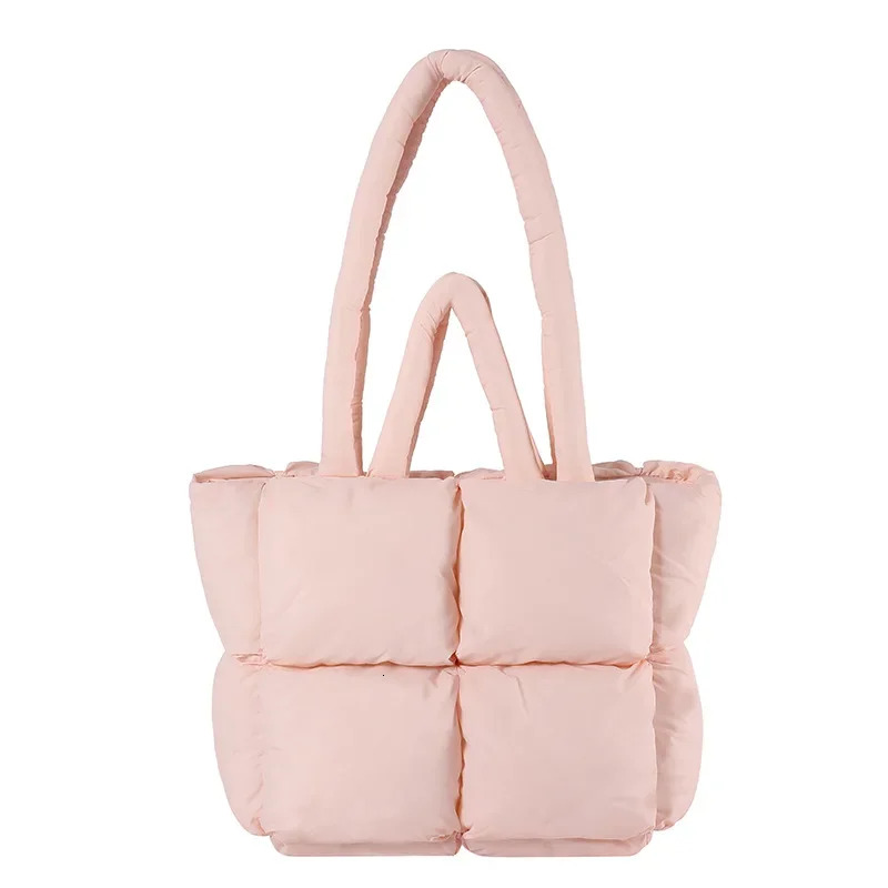 Basic Casual Down Handbag Women's Winter Large Capacity Fashionable Shoulder Bag Designer Aesthetic Solid Color Handbag Retro Wallet New Product 