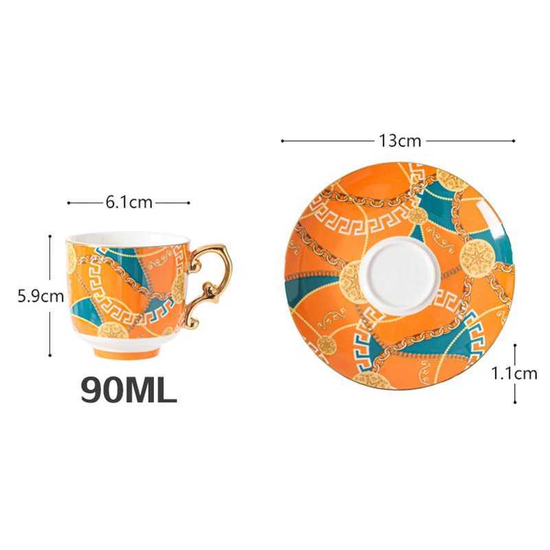 6-piece ceramic coffee cup and sauce set Exquisite resso latte art coffee g European afternoon tea cup he g wedding gift Y241214