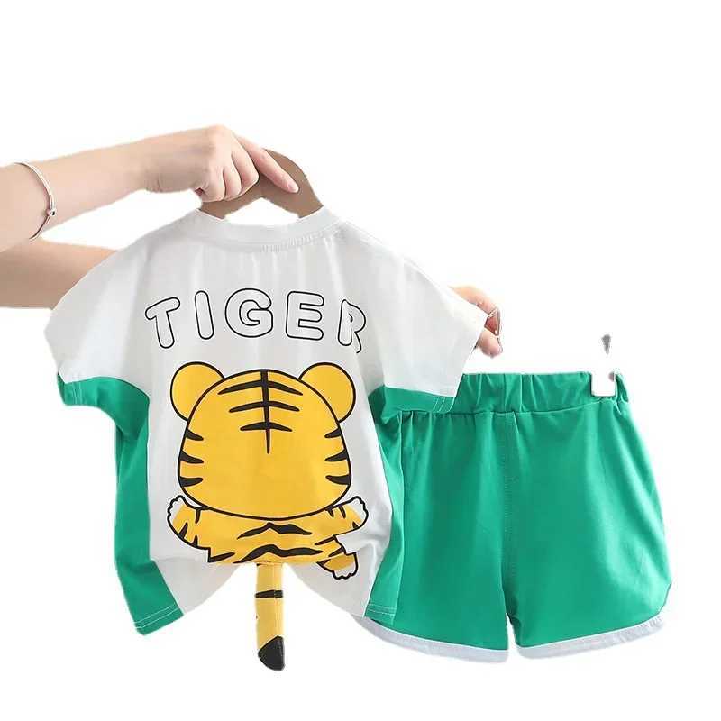 Clothing Sets Children Cotton Out Clothes Summer Baby Boys Cartoon Dinosaur T Shirt Shorts 2Pcs/Set Infant Kids Fashion Toddler Tracksuits H241214