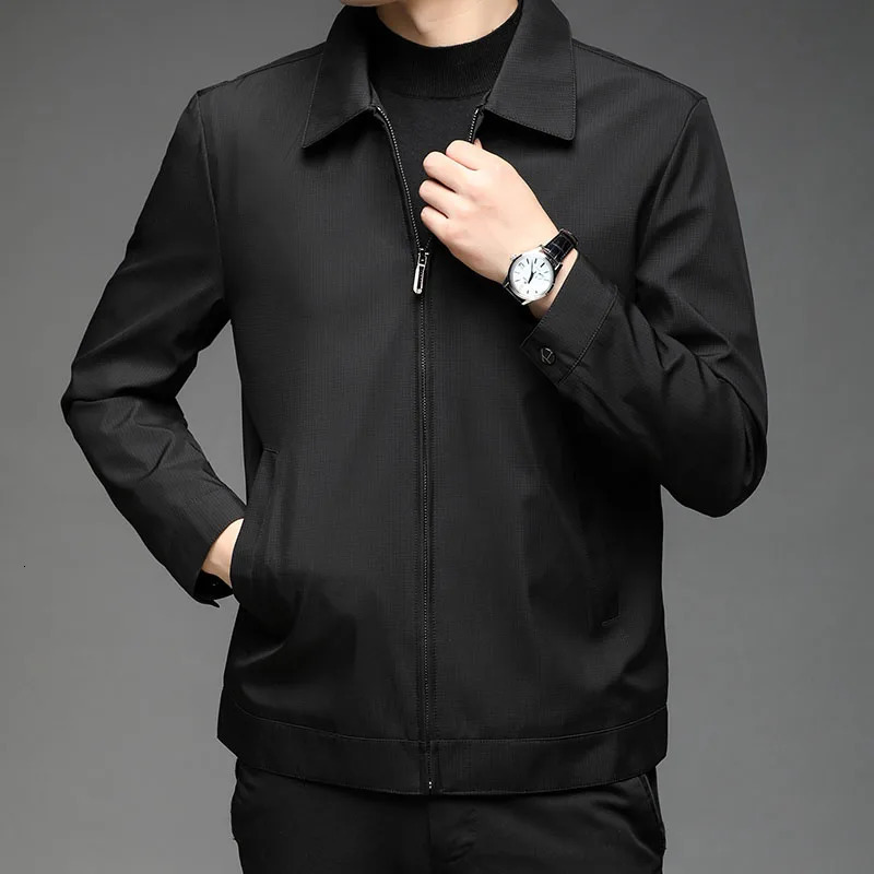 SUPUSCREAT mens spring jacket casual solid color jacket lapel mens business jacket windproof jacket 241214