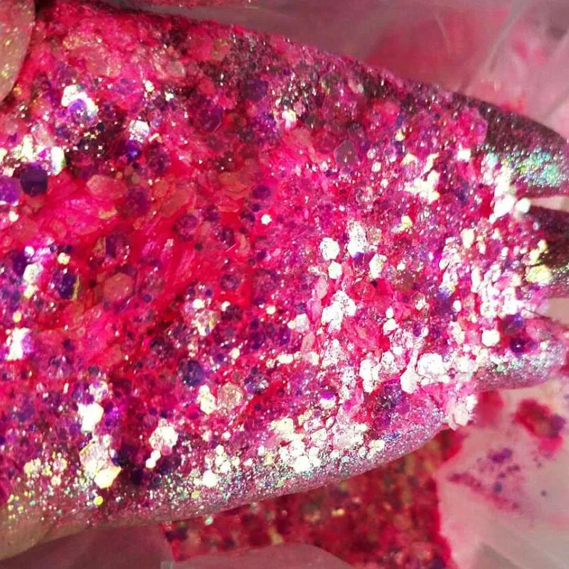 50g Christmas holographic iris nail glitter mixed size hexagonal ultrathin bodyeyeface 241213