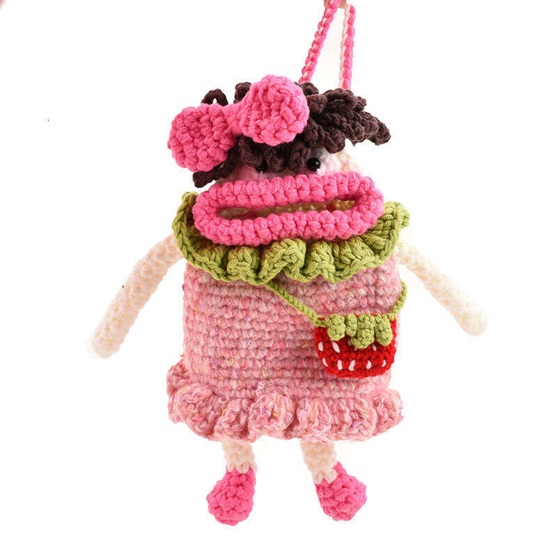 Super Hot DIY Handmade Knitted Small Women's Fashionable Cute Single Shoulder Cross Carrying Mobile Phone Bag Finished Product Wholesale 2024 Ver