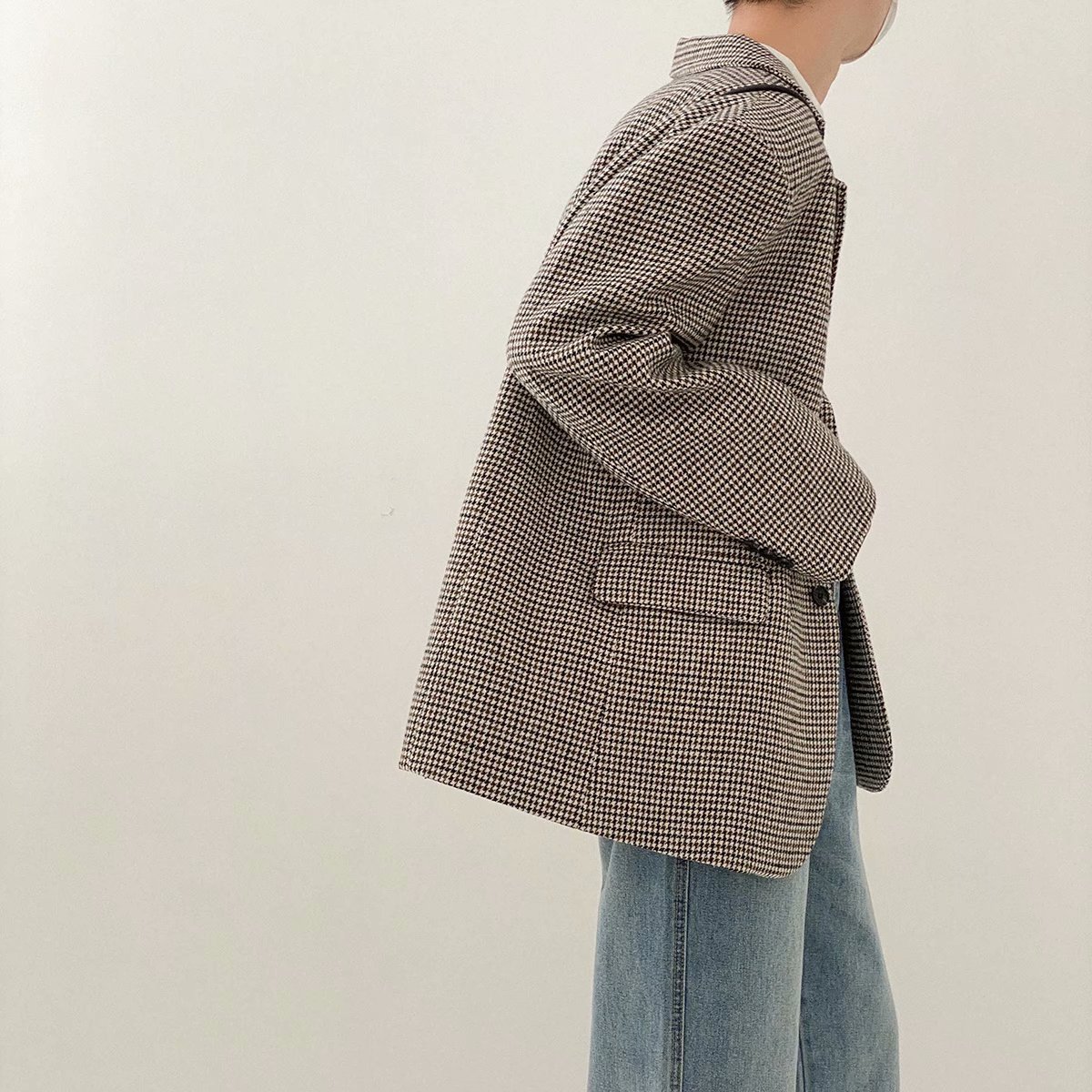 H1215Casual plaid suit BF Harajuku style men's suit jacket