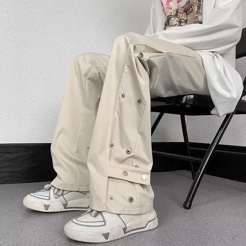 American Hip-hop Micro Flared Casual Pants Mens Slim Fit Oversized High Street Vibe Workwear Pants 241214