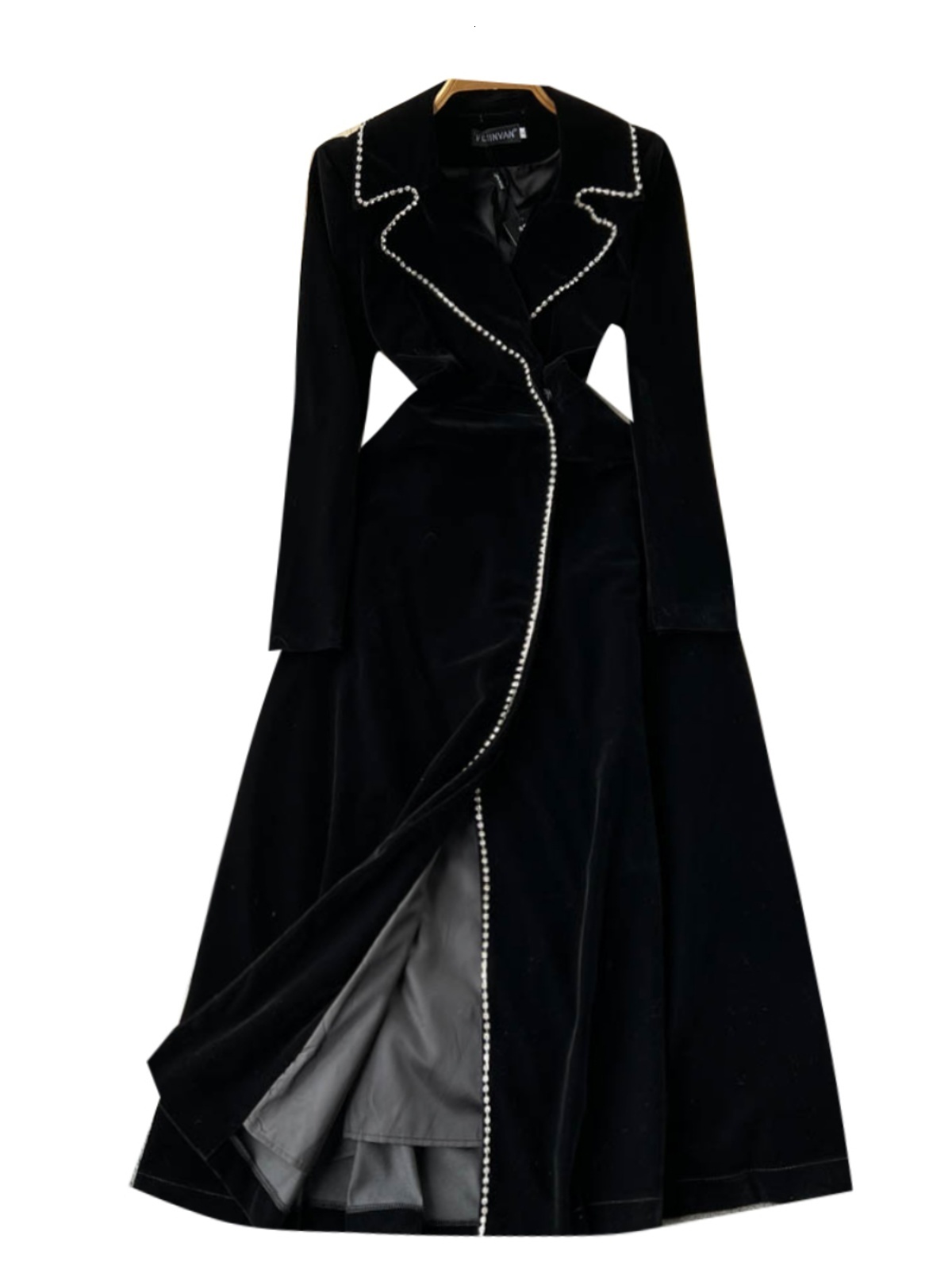 Autumn Winter Thicken Black Veet Trenches Coats Women Long Windbreakers Overcoats