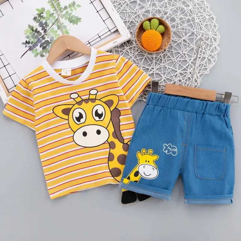 Clothing Sets Summer Children Boys Clothing Kids Cartoon T-Shirt Shorts 2Pcs/Set Toddler Leisure Sport Suits Baby Cotton Tracksuits 0-5 Years H241214