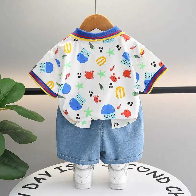 Clothing Sets New Kids Summer Clothing Toddler Children Boy Short Sleeve Cartoon Cars T-shirt Pants Fashion Infant Clothes 2Pcs/Set Tracksuit H241214