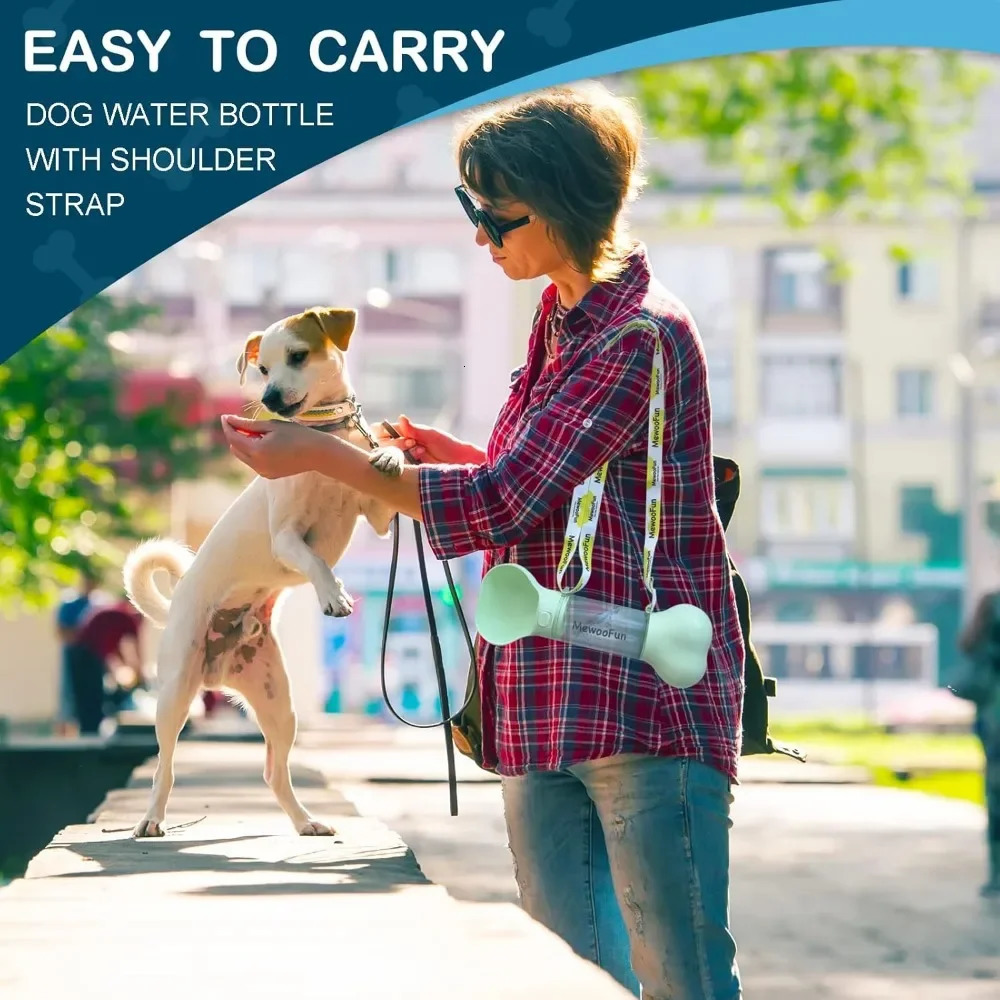 free shipping High Quality 286ml lti-functional Outdoor Unique with Poop Bag Dog Feeders Pet Travel Water Bottle No Spills 241214