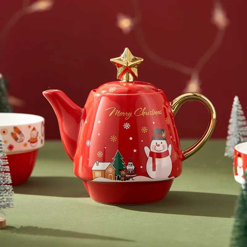 Christmas Ceramic Tea Cup Set with Gift Box Santa Claus/Elk Cartoon Tea Set Coffee Cup Party Decoration Christmas Gift Y241214