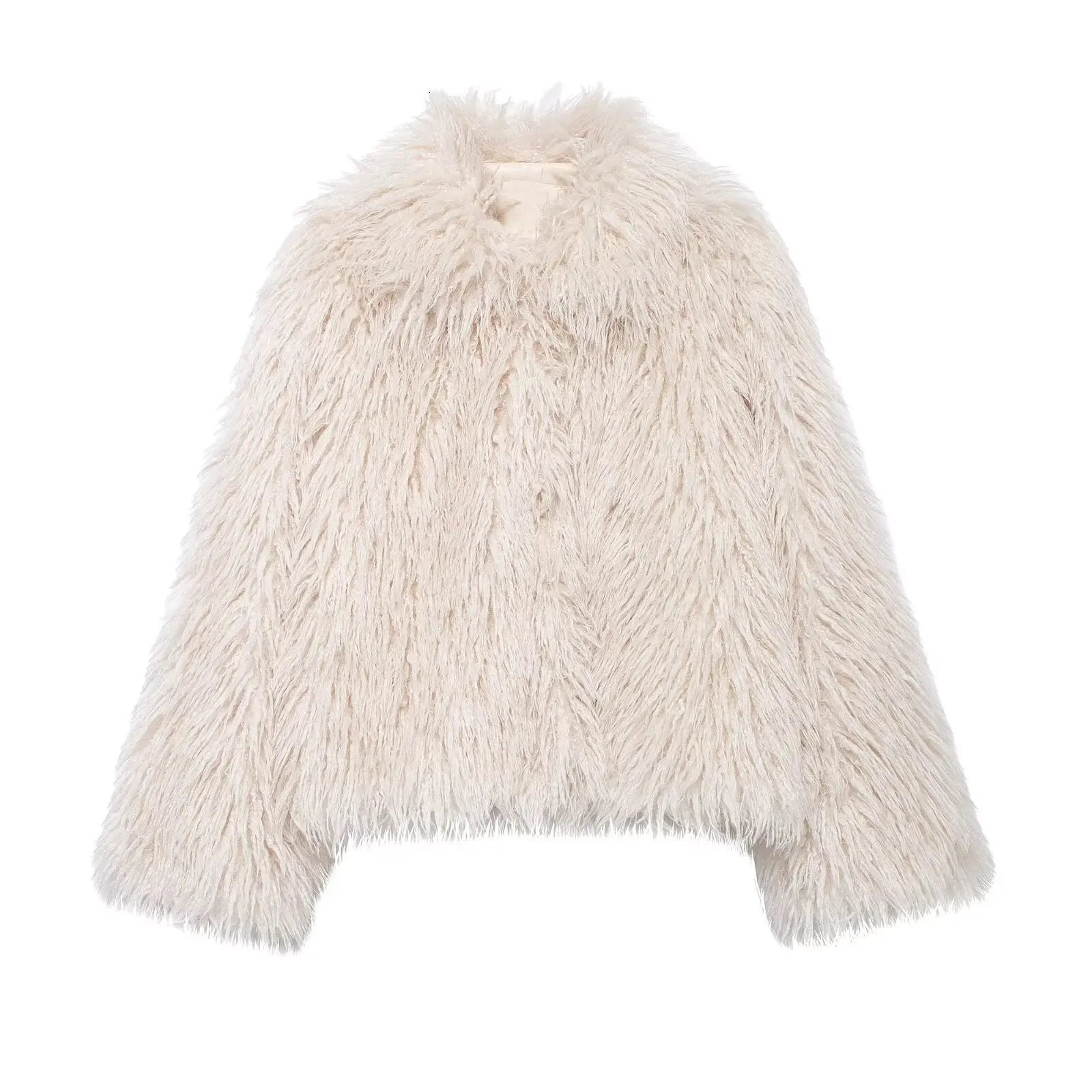 autumn womens clothing style fashionable simple and versatile fur effect long sleeved jacket 241211